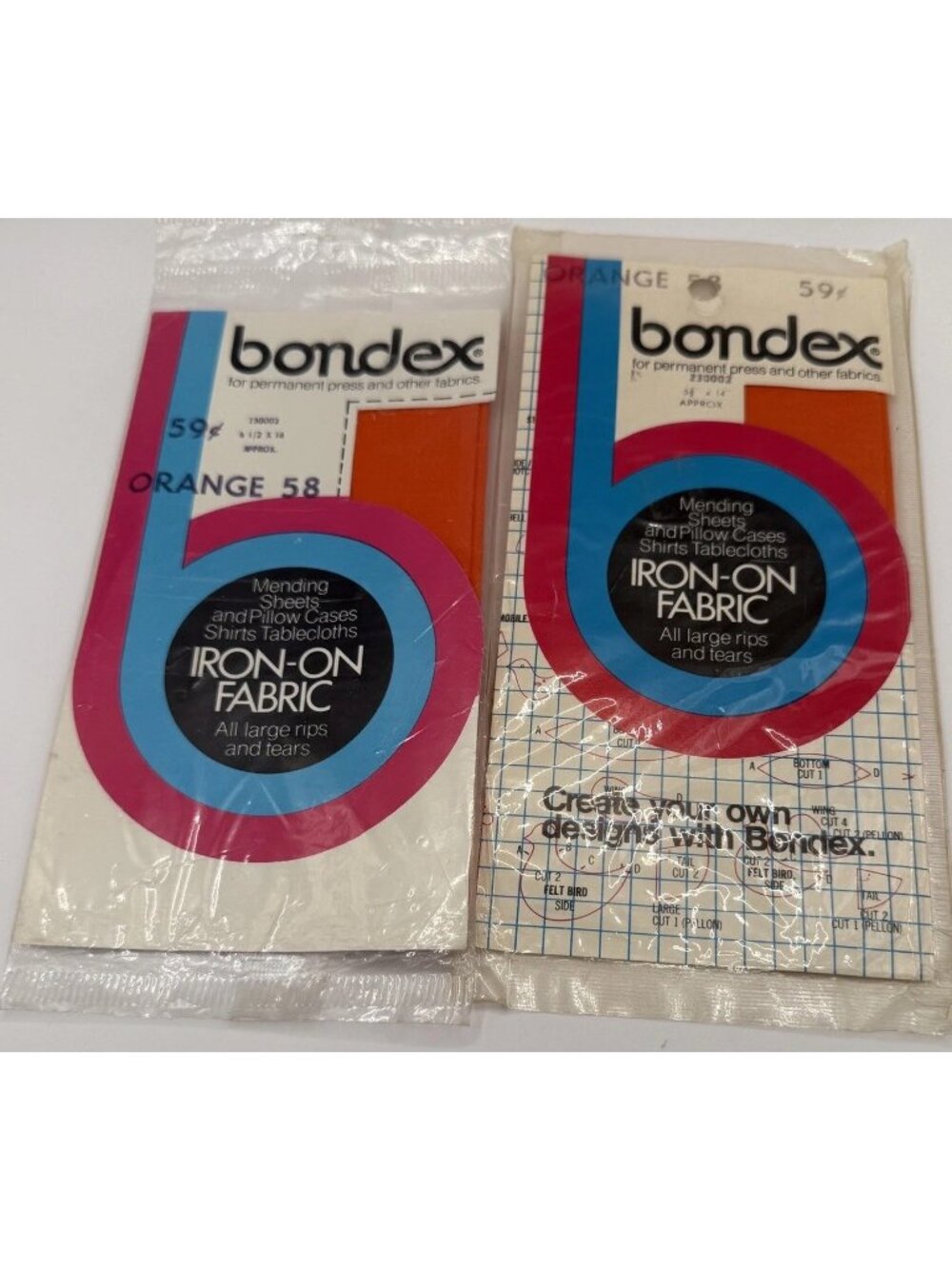 Bondex Iron-On Fabric For Sheets Pillow Cases Tablecloths Shirts NOS Orange Lot